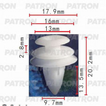 Клипса пластмассовая PATRON Hyundai, Kia, Lexus, Mitsubishi, Toyota / P37-0100