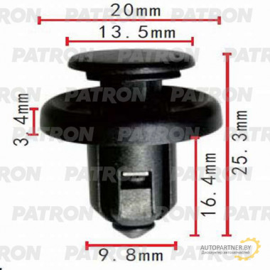 Клипса пластмассовая PATRON Acura, Honda / P37-0105