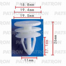 Клипса пластмассовая PATRON Chevrolet, Chrysler, Daewoo, Ford, GM, Opel / P37-0123