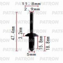 Клипса пластмассовая PATRON Ford, GM. 5mm / P37-0127
