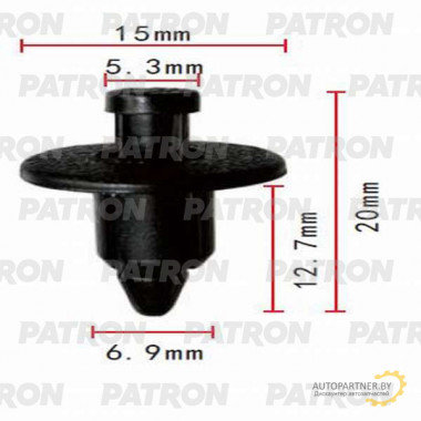 Клипса пластмассовая PATRON GM, Lexus, Mitsubishi, Subaru, Suzuki, Toyota / P37-0131