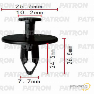 Клипса пластмассовая PATRON Ford, GM. 8mm / P37-0138