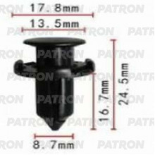 Клипса пластмассовая PATRON Chrysler,Hyundai,Kia,Mitsubishi,Toyota / P37-0163