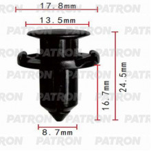 Клипса пластмассовая PATRON Acura,Chrysler,Honda,Lexus,Mitsubishi,Toyota / P37-0164