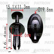 Клипса пластмассовая PATRON (упаковка 100шт) Audi, Mercedes, Seat, Skoda, Volkswagen / P37-0199A