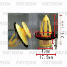 Клипса пластмассовая PATRON (желтая) AUDI , SEAT , SKODA , VW , FORD / P37-0248