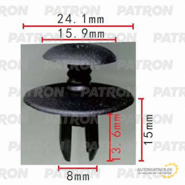 Клипса пластмассовая PATRON ввинчивающаяся (черная) BMW, MINI / P37-0313