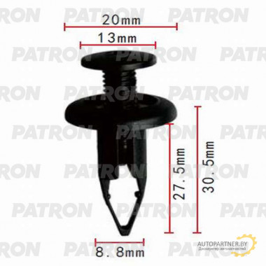 Клипса пластмассовая PATRON Lexus, Toyota / P37-0318