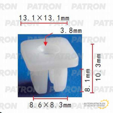 Фиксатор пластиковый PATRON зажимной (серый) Toyota, Lexus / P37-0347