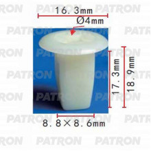 Клипса пластмассовая PATRON Acura, Honda, Infiniti, Lexus, Mazda, Mitsubishi, Nissan, Toyota / P37-0402