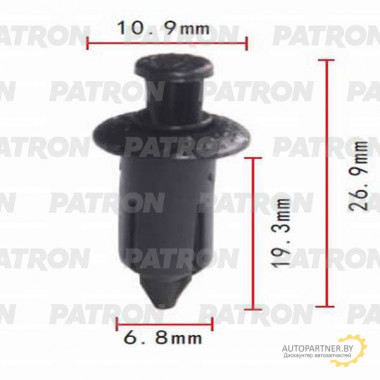 Клипса пластмассовая PATRON Chevrolet, Chrysler, Daewoo, Ford, GM, Lexus, Mitsubishi, Opel, Toyota / P37-0481