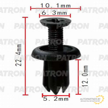 Клипса пластмассовая PATRON Lexus, Subaru, Toyota / P37-0494
