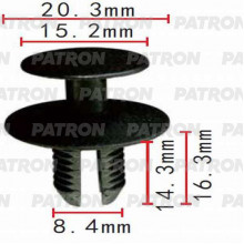 Клипса пластмассовая PATRON BMW, Mercedes, Mitsubishi, Volvo / P37-0495