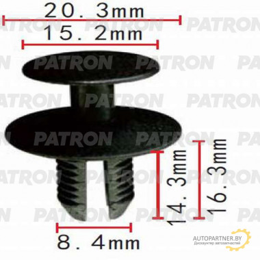 Клипса пластмассовая PATRON BMW, Mercedes, Mitsubishi, Volvo / P37-0495