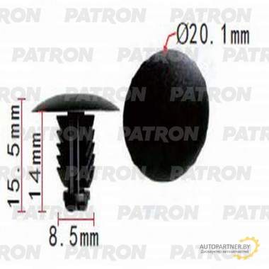 Клипса пластмассовая PATRON (черная)FIAT , ALFA ROMEO , LANCIA , IVECO / P37-0564