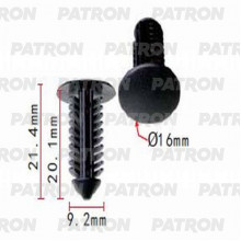 Клипса пластмассовая PATRON (черная) RENAULT / P37-0565
