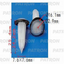 Фиксатор пластиковый PATRON зажимной (серый) FIAT , ALFA ROMEO , LANCIA , IVECO / P37-0576