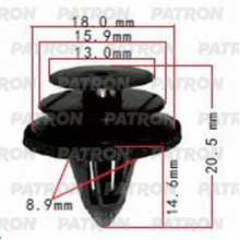 Клипса пластмассовая PATRON не поставляется. обшивка двери (черная/красная) NISSAN / P37-0591
