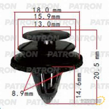 Клипса пластмассовая PATRON не поставляется. обшивка двери (черная/красная) NISSAN / P37-0591