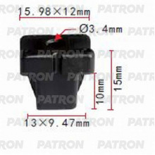 Клипса пластмассовая PATRON зажимной (черный) TOYOTA , LEXUS / P37-0614
