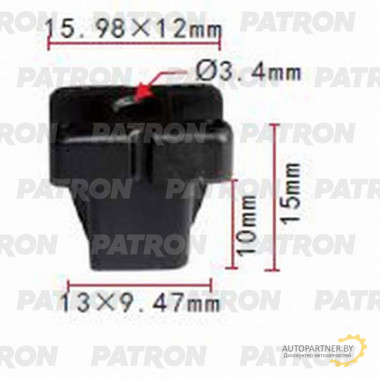 Клипса пластмассовая PATRON зажимной (черный) TOYOTA , LEXUS / P37-0614