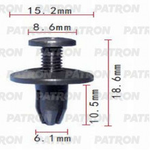 Клипса пластмассовая PATRON ввинчивающаяся (черная) HONDA / P37-0690