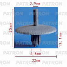 Клипса пластмассовая PATRON Chrysler, Dodge / P37-0707