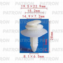 Клипса пластмассовая PATRON Chevrolet, Chrysler, Daewoo, Ford, GM, Opel / P37-0713