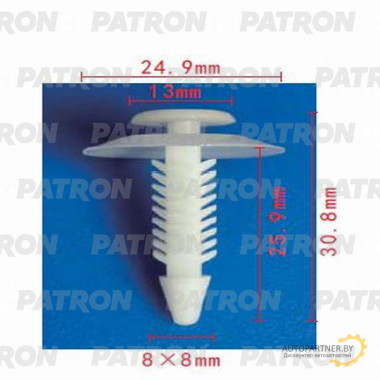 Клипса пластмассовая PATRON Chevrolet, Chrysler, Daewoo, Ford, GM, Opel / P37-0768