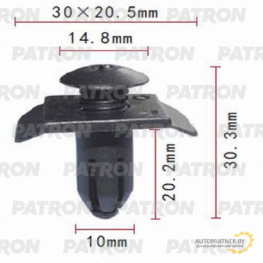 Клипса пластмассовая PATRON ввинчивающаяся (черная) MAZDA / P37-0792