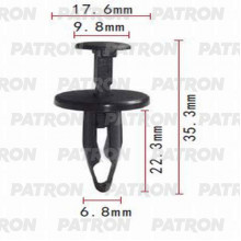 Клипса пластмассовая PATRON Chevrolet,Chrysler,Daewoo,Ford,GM,Opel / P37-0976