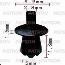 Клипса пластмассовая PATRON AlfaRomeo,Audi,BMW,Fiat,Lancia,Mercedes,Seat,Skoda,Volkswagen / P37-1105