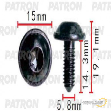 Винт металлический PATRON Audi,Seat,Skoda,Volkswagen / P37-1530