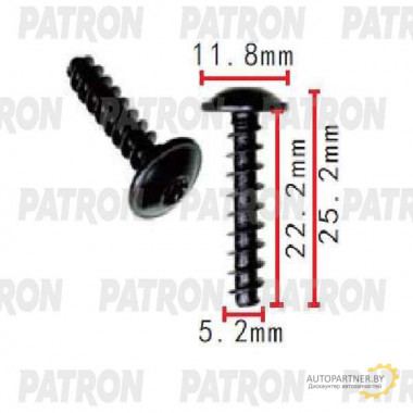 Винт металлический PATRON Audi,Seat,Skoda,Volkswagen / P37-1601