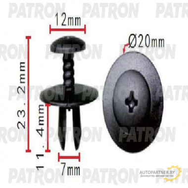 Клипса пластмассовая PATRON ввинчивающаяся (черная) BMW, MINI / P37-1662
