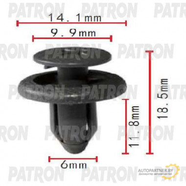 Клипса пластмассовая PATRON GM, Lexus, Nissan, Toyota / P37-1774