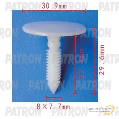 Клипса пластмассовая PATRON Chevrolet,Chrysler,Daewoo,Ford,GM,Opel / P37-1817