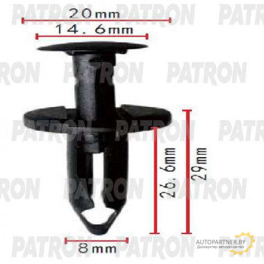 Клипса пластмассовая PATRON Ford, GM / P37-1914