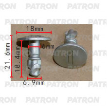 Штифт крепежный поворотный PATRON (серый) AUDI, SEAT, SKODA, VW / P37-2326