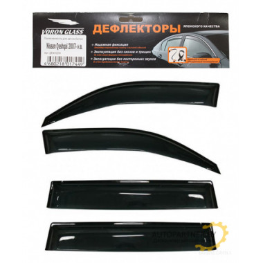 Дефлектор боковых стекол NISSAN Qashqai c 2007г. на скотче 4шт. VORON GLASS (AZARD) / DEF00299