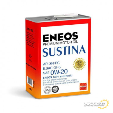 Моторное масло ENEOS SUSTINA SN 0W20 / 4943589134628 (4л)