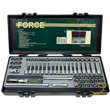 Force 2742-18 1/4" набор инструмента 74пр (4-13мм.трещотка с изломом.6-гран.)