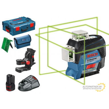 Нивелир лазерный линейный BOSCH GLL 3-80 CG c аккумулятором L-BOXX (проекция: 3 плоскости 360°, до 120 м, +/- 0.20 мм/м, резьба 1/4, 5/8) 0601063T00