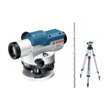 Нивелир оптический BOSCH GOL 20 D KIT со штативом и рейкой в кейсе (увеличение 20х, до 60 м, резьба 5/8) 0601068402
