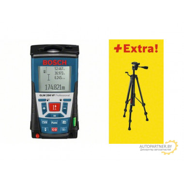Дальномер лазерный BOSCH GLM 250 VF + BS 150 в кор. (0.05 - 250 м, +/- 1 мм/м, IP 54, штатив) 061599402J