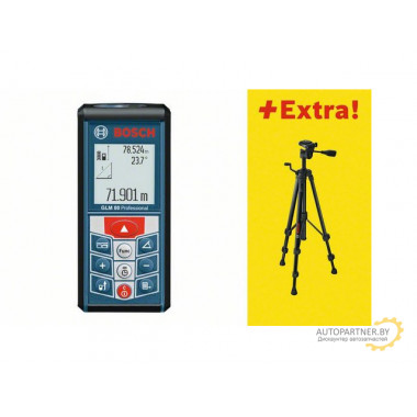 Дальномер лазерный BOSCH GLM 80 + BS 150 в кор. (0.05 - 80 м, +/- 2 мм/м, IP 54, штатив) 06159940A1