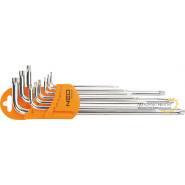Набор ключейГ-обр.TORX 9пр.с магнитом Т10Н,Т15Н,Т20Н,Т25Н,Т27Н,Т30Н,Т40Т,Т45Н,Т50Н  NEO / 09-526