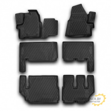 Коврики салона Element FORD Tourneo Custom полиуретановые черные 6 шт. / CARFRD00029k