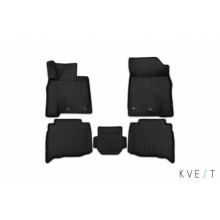 Коврики салона 3D KVEST TOYOTA LC 200, 2015, полиуретан черные 5 шт. / KVESTTYT00001K