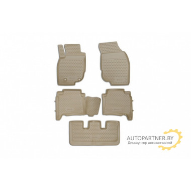 Коврики салона Element TOYOTA Fortuner, 01/2013-2017, левый руль полиуретан бежевые 5 шт. / NLC.48.110.212k